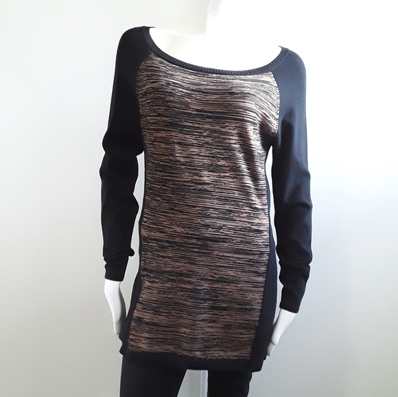 Reitmans Brown Long Sleeve Knit Tunic Sweater Boat Neck​ - Picture 3 of 7